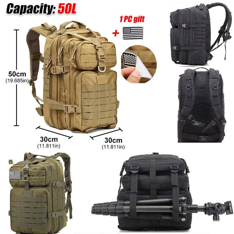 50L Army Military Tactical Backpack Waterproof Rucksack