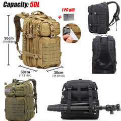 50L Army Military Tactical Backpack Waterproof Rucksack