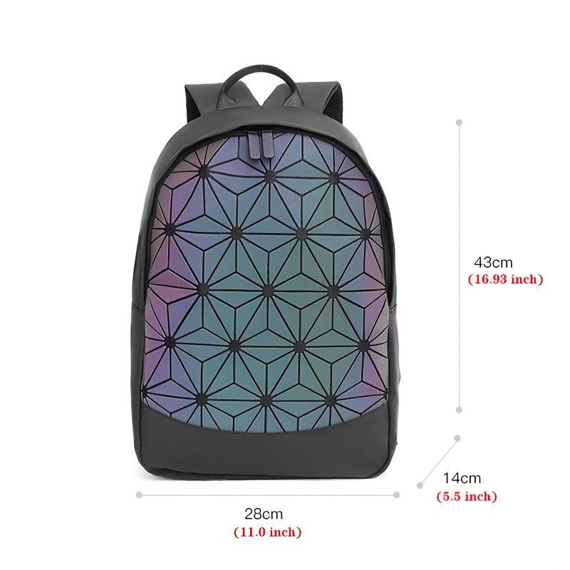 Geometric Luminous Zipper Backpack Laptop Bag for Work & Travel