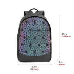 Geometric Luminous Zipper Backpack Laptop Bag for Work & Travel