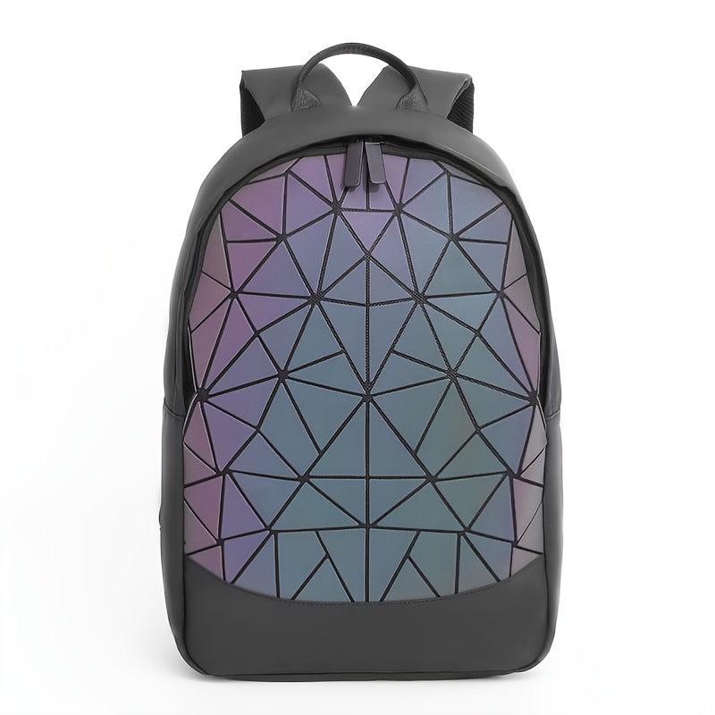 Geometric Luminous Zipper Backpack Laptop Bag for Work & Travel