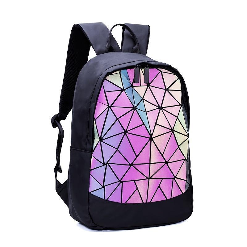 Geometric Luminous Zipper Backpack Laptop Bag for Work & Travel