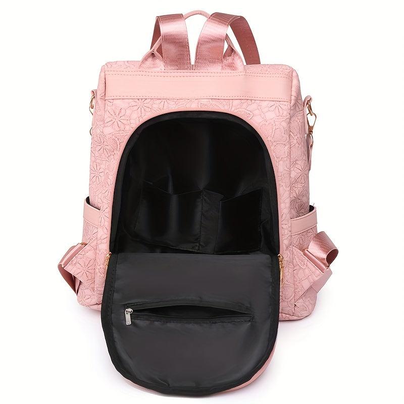 Minimalist Flower Pattern Backpack All Match Travel Storage Bag