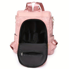 Minimalist Flower Pattern Backpack All Match Travel Storage Bag