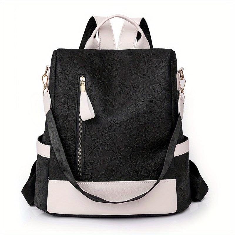 Minimalist Flower Pattern Backpack All Match Travel Storage Bag
