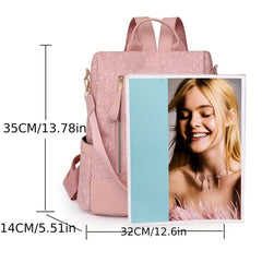 Minimalist Flower Pattern Backpack All Match Travel Storage Bag
