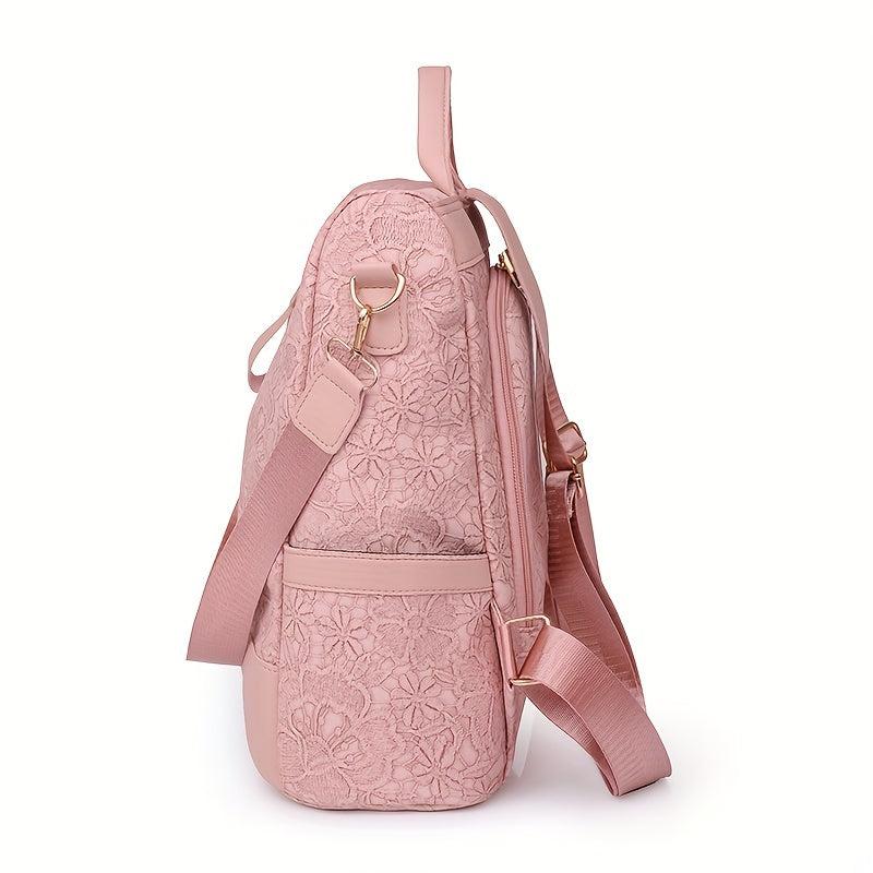Minimalist Flower Pattern Backpack All Match Travel Storage Bag