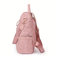 Minimalist Flower Pattern Backpack All Match Travel Storage Bag
