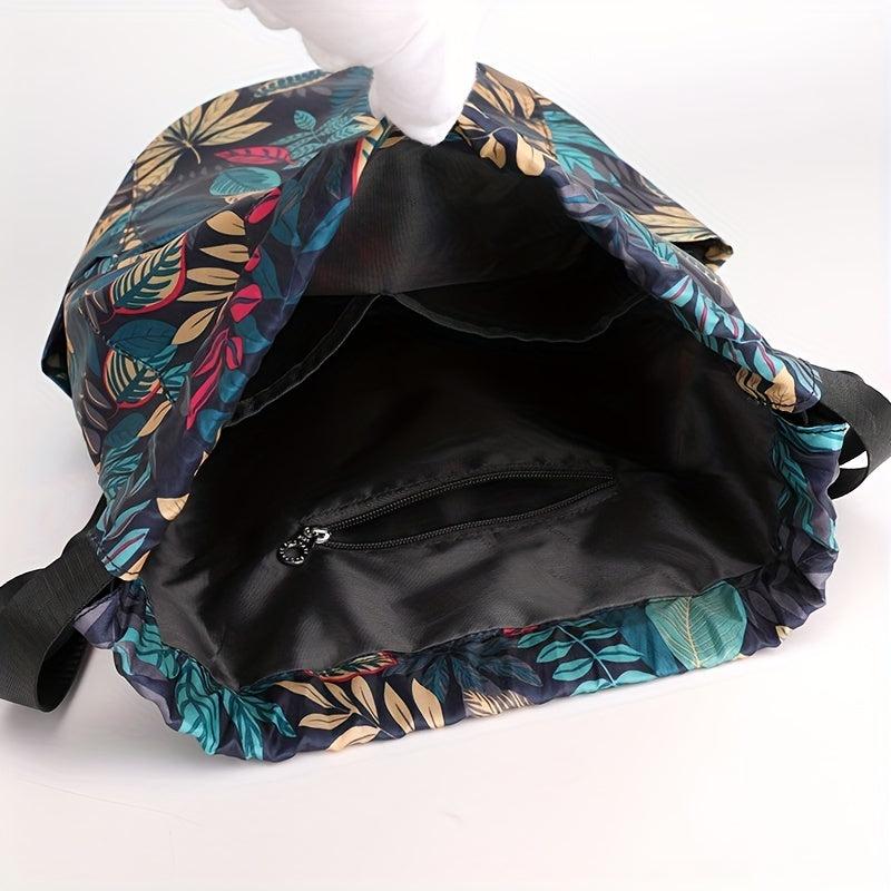 Floral Pattern Drawstring Backpack Lightweight Daypack