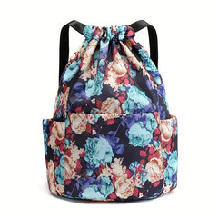 Floral Pattern Drawstring Backpack Lightweight Daypack