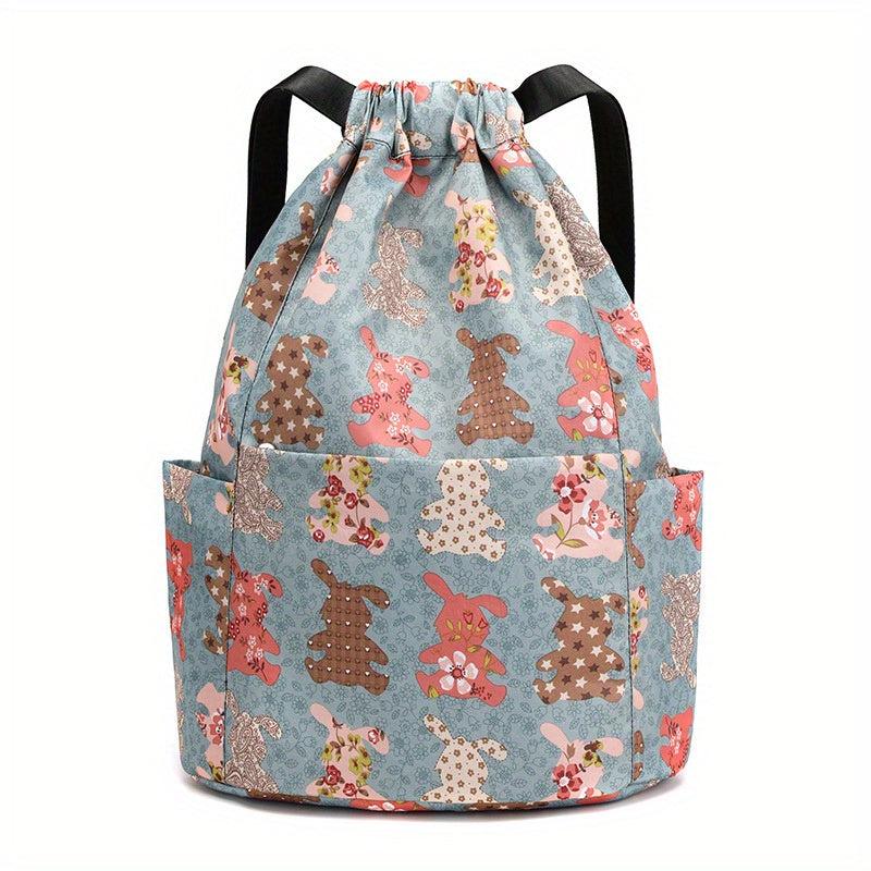 Floral Pattern Drawstring Backpack Lightweight Daypack