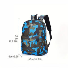 Camouflage Pattern Zipper Backpack Stylish Book Bag Preppy Backpack