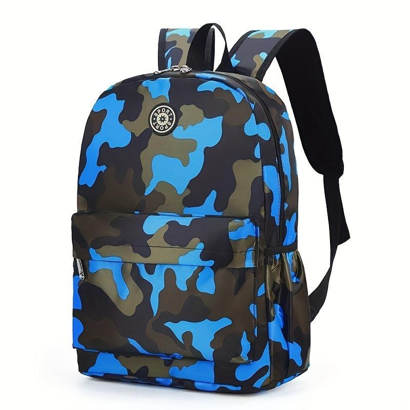 Camouflage Pattern Zipper Backpack Stylish Book Bag Preppy Backpack