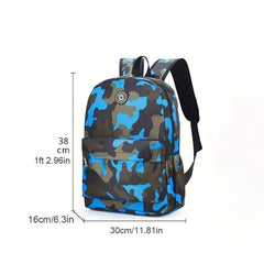Camouflage Pattern Zipper Backpack Stylish Book Bag Preppy Backpack
