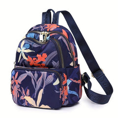 Floral Pattern Nylon Backpack Purse Pocket Back To School Bag
