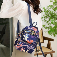 Floral Pattern Nylon Backpack Purse Pocket Back To School Bag