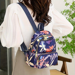 Floral Pattern Nylon Backpack Purse Pocket Back To School Bag