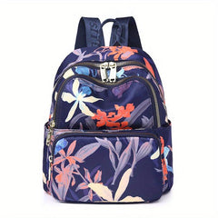 Floral Pattern Nylon Backpack Purse Pocket Back To School Bag