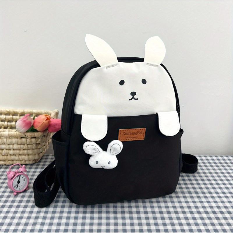 Rabbit Decor Large Capacity Backpack Nylon Lightweight School Travel Bag