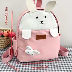 Rabbit Decor Large Capacity Backpack Nylon Lightweight School Travel Bag