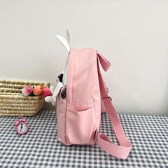 Rabbit Decor Large Capacity Backpack Nylon Lightweight School Travel Bag