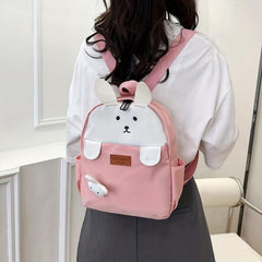 Rabbit Decor Large Capacity Backpack Nylon Lightweight School Travel Bag