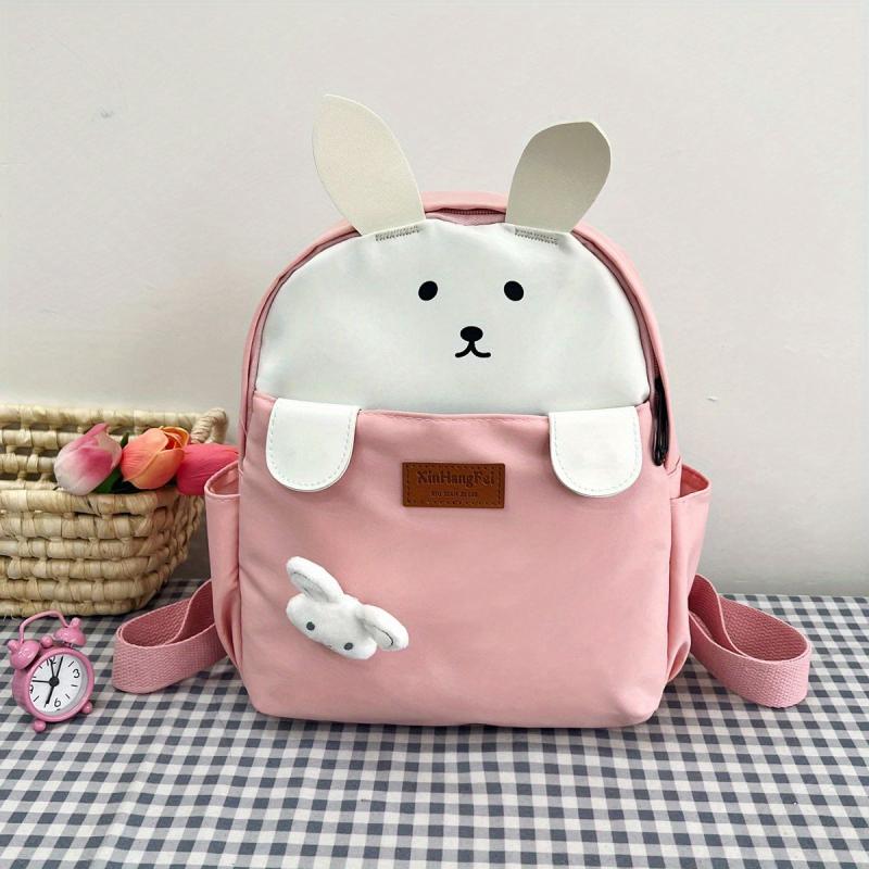 Rabbit Decor Large Capacity Backpack Nylon Lightweight School Travel Bag