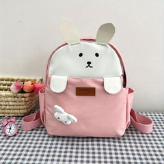 Rabbit Decor Large Capacity Backpack Nylon Lightweight School Travel Bag
