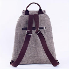 Elephant Pattern Linen Backpack Ethnic Style Flap Bookbag