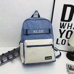 Letter Embroidery Backpack Preppy Colorblock School Bag All Match