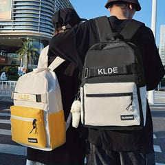 Letter Embroidery Backpack Preppy Colorblock School Bag All Match