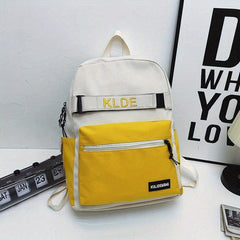 Letter Embroidery Backpack Preppy Colorblock School Bag All Match