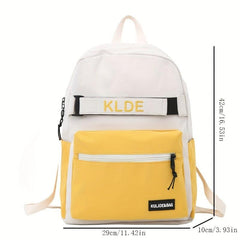 Letter Embroidery Backpack Preppy Colorblock School Bag All Match