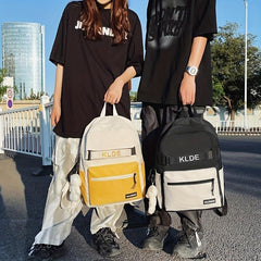 Letter Embroidery Backpack Preppy Colorblock School Bag All Match