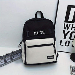 Letter Embroidery Backpack Preppy Colorblock School Bag All Match