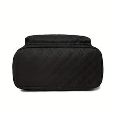 Large Capacity Grid Pattern Backpack Nylon Waterproof Lightweight Shoulder Bag