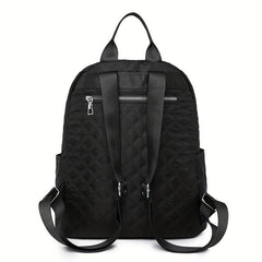 Large Capacity Grid Pattern Backpack Nylon Waterproof Lightweight Shoulder Bag