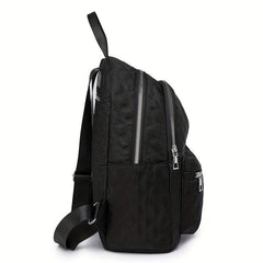 Large Capacity Grid Pattern Backpack Nylon Waterproof Lightweight Shoulder Bag