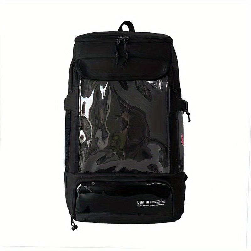 Large Capacity Multifunctional Backpack with Transparent Front Pockets