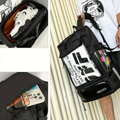 Large Capacity Multifunctional Backpack with Transparent Front Pockets