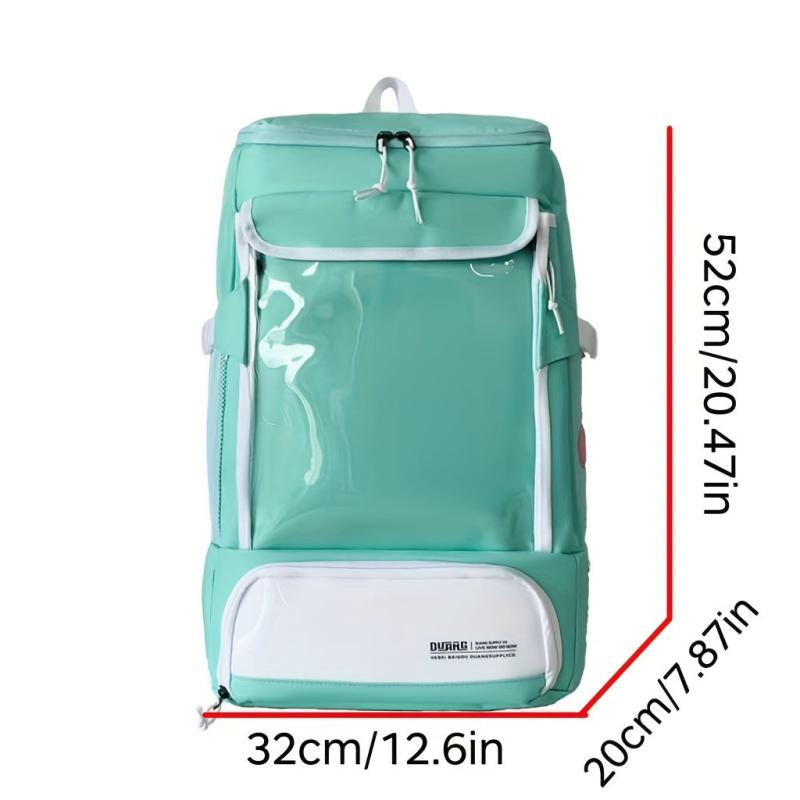Large Capacity Multifunctional Backpack with Transparent Front Pockets