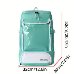 Large Capacity Multifunctional Backpack with Transparent Front Pockets