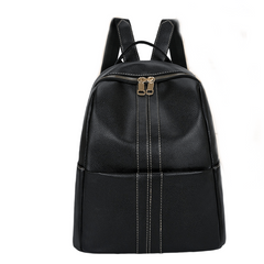 Stitch Detail Backpack Women's PU Leather Daypack Anti theft Travel School Bag