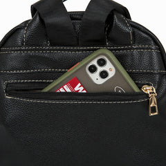 Stitch Detail Backpack Women's PU Leather Daypack Anti theft Travel School Bag