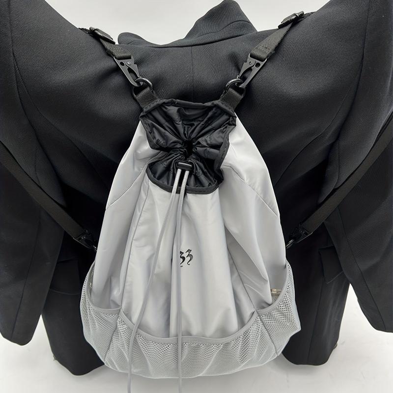 Large Capacity Drawstring Backpack Solid Sports Storage Lightweight Bag