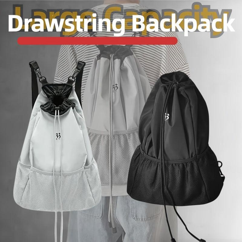 Large Capacity Drawstring Backpack Solid Sports Storage Lightweight Bag