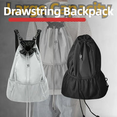 Large Capacity Drawstring Backpack Solid Sports Storage Lightweight Bag