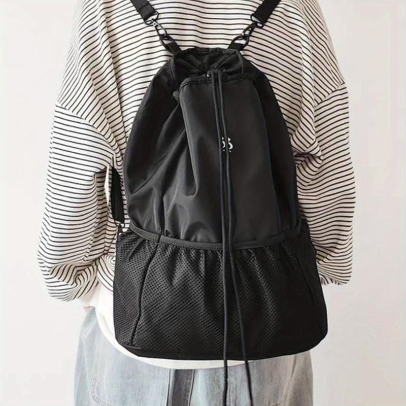 Large Capacity Drawstring Backpack Solid Sports Storage Lightweight Bag