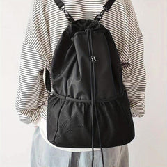 Large Capacity Drawstring Backpack Solid Sports Storage Lightweight Bag
