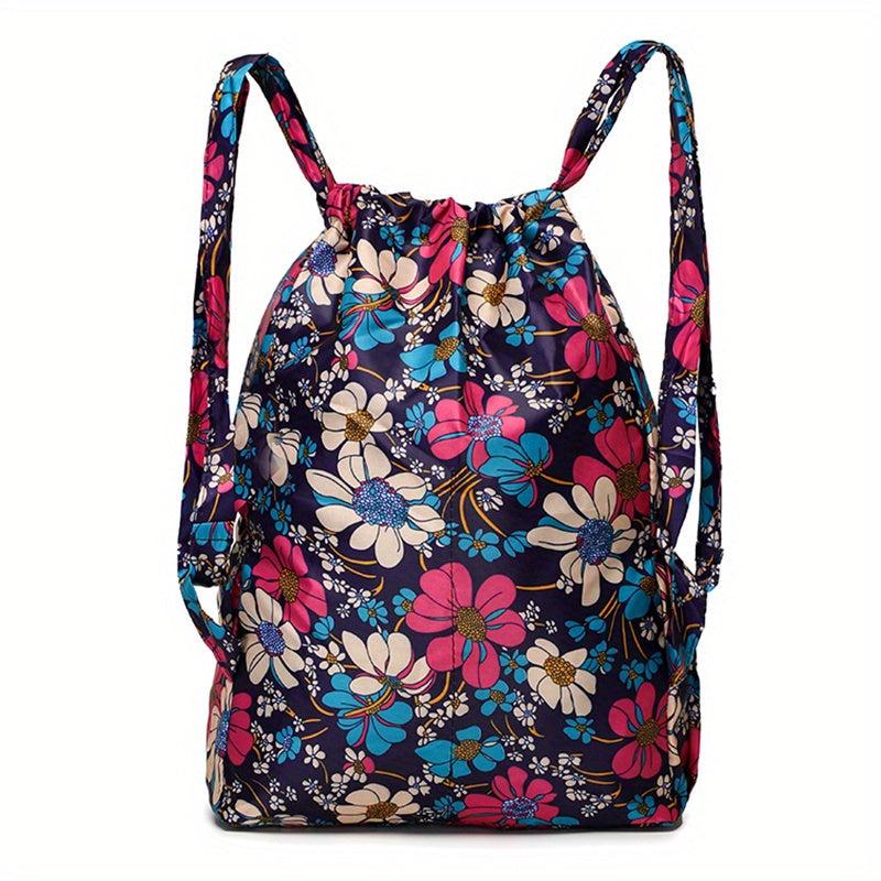 Ethnic Elephant Print Waterproof Drawstring Backpack